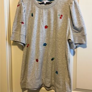 Jane + Delancey Gray Sweatshirt with Embroidered Berries